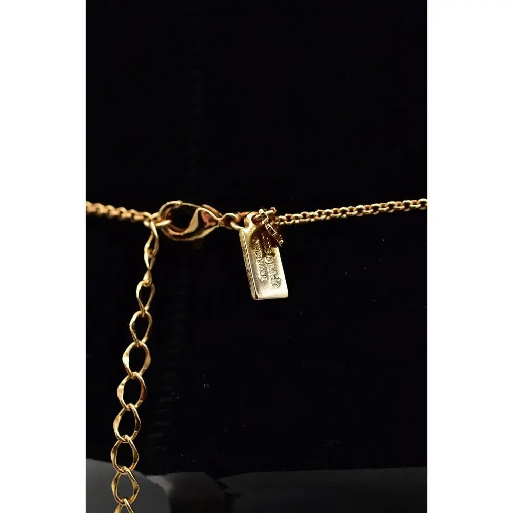 Kate Spade Station Chain Necklace Lavender Pastel Enamel Crystal Signed BinBL